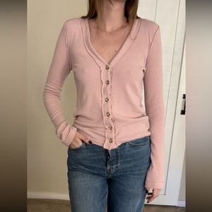 Free People Dusty Pink Long Sleeve Top Size M